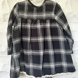 Small Shop Handmade Vintage dress smocking toddler black white plaid christmas